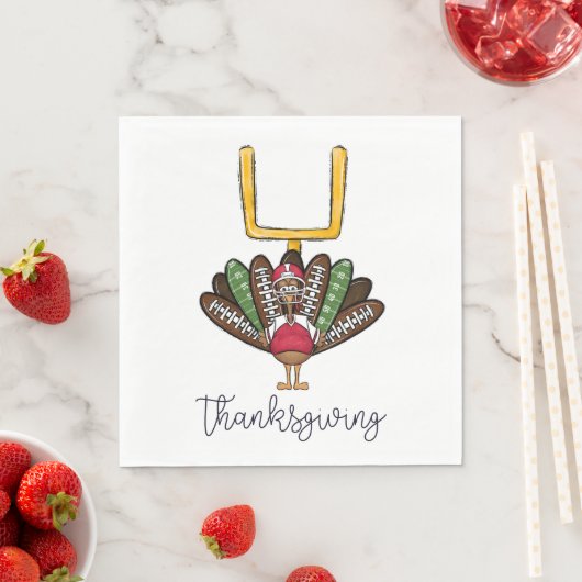 Serviette En Papier Thanksgiving Script Turkey Football Gopost (En situation)