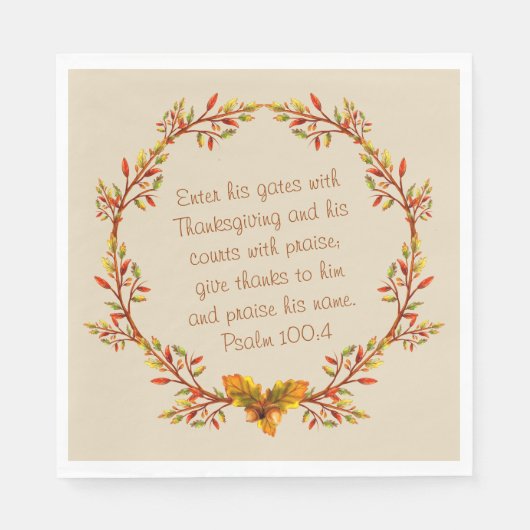 Serviette En Papier Thanksgiving Thankful Bible Verse Napkins 6.5" (Devant)
