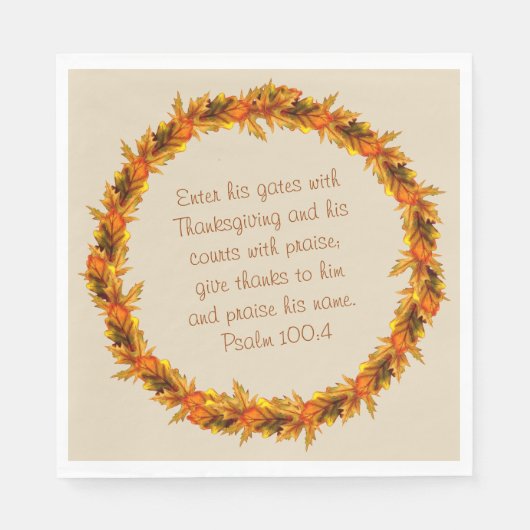 Serviette En Papier Thanksgiving Thankful Bible Verse Napkins 6.5" (Devant)