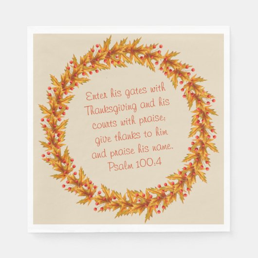 Serviette En Papier Thanksgiving Thankful Bible Verse Napkins 6.5" (Devant)