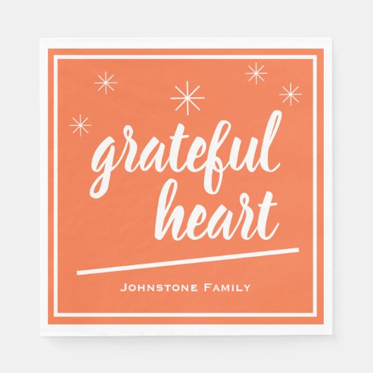 Serviette En Papier Thanksgiving Time Script Grateful Heart Papier (Devant)