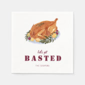 Serviette En Papier Thanksgiving Turkey Drôle Let's Get Basted (Devant)