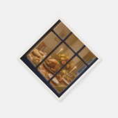 Serviette En Papier Thanksgiving Turkey Feast In Window (Coin)