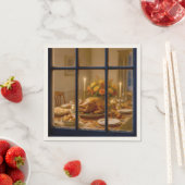 Serviette En Papier Thanksgiving Turkey Feast In Window (En situation)
