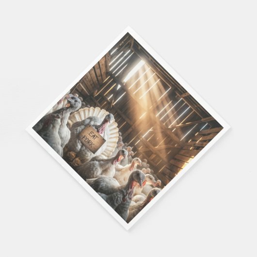 Serviette En Papier Thanksgiving Turquie avec un signe amusant (Coin)