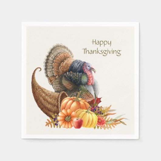 Serviette En Papier Thanksgiving Turquie Citrouilles Napkin (Devant)