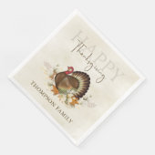 Serviette En Papier Thanksgiving Turquie Élégant feuillage de verdure (Coin)