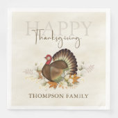 Serviette En Papier Thanksgiving Turquie Élégant feuillage de verdure (Devant)