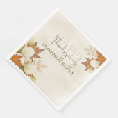 Serviette En Papier Thanksgiving Turquie Élégant feuillage de verdure (Coin)