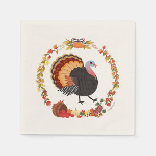 Serviette En Papier Thanksgiving Turquie et automne Harvest