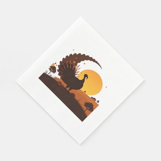 Serviette En Papier Thanksgiving Turquie Silhouette - Sunset Harvest S (Coin)