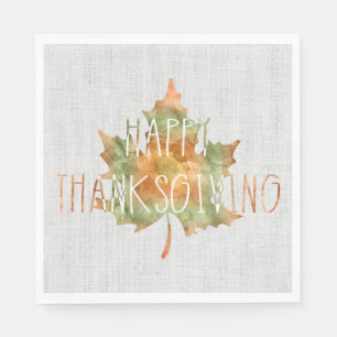 Serviette En Papier Thanksgiving - Watercolor Leaf Paper Dinner Napkin