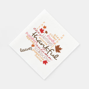 Serviette En Papier Thanksgiving/White Standard Luncheon Napkin