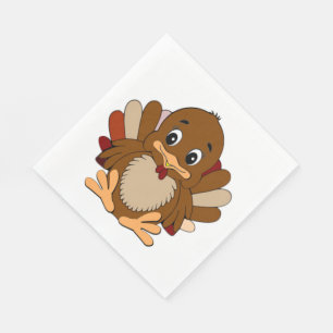 Serviette En Papier Thanksgiving/White Standard Luncheon Napkin/Turqui