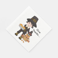 Thanksgiving/White Standard Luncheon Napkin/Turqui