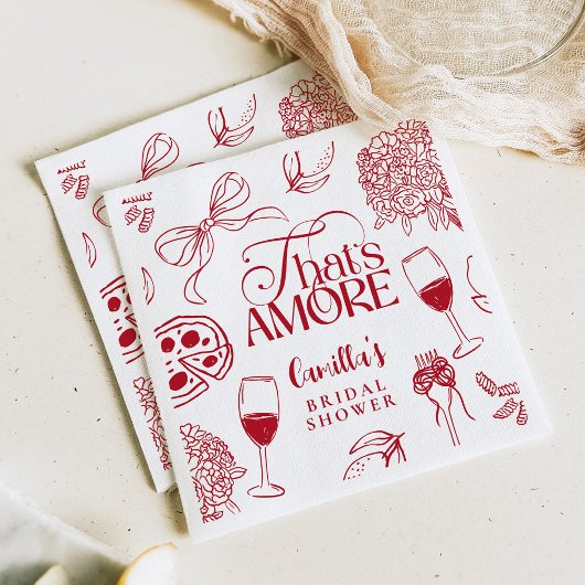 Serviette En Papier That’s Amore Red Bridal Shower Napkin