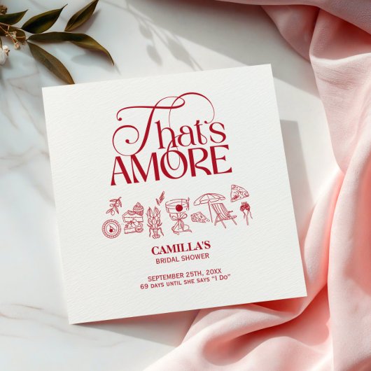 Serviette En Papier That’s Amore Red hand drawn Bridal Shower