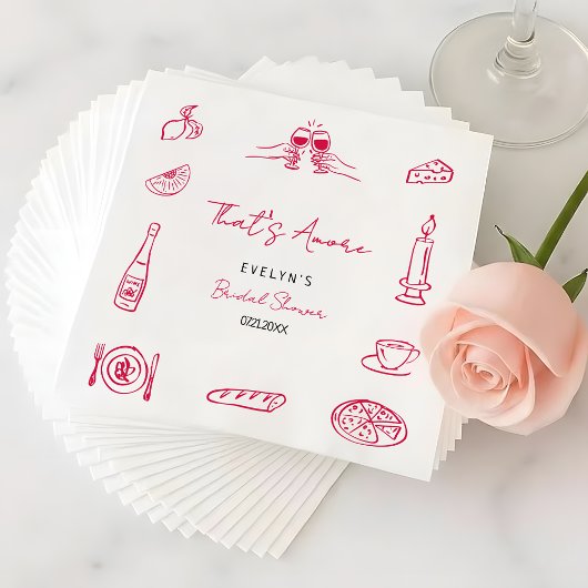 Serviette En Papier That's Amore Hand Drawn Quirky Elegant Bridal