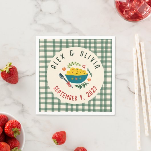Serviette En Papier That's Amore Italian Food CUSTOM Plaid Wedding  (En situation)