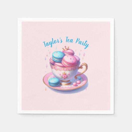 Serviette En Papier Thé à la Princesse avec Macarons (Devant)