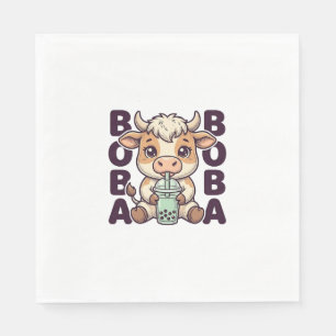 Serviette En Papier Thé aux perles de vache mignonne Design de T-Shirt