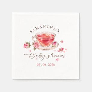 Serviette En Papier Thé dans un verre tasse à thé roses baby shower