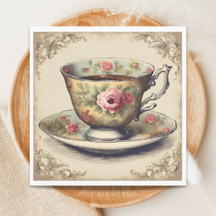 Serviette En Papier Thé dansant de mariage floral dans des tasses à th