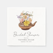 Serviette En Papier Thé dansant en l'honneur de la mariée avec théière (Devant)