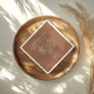 Serviette En Papier Thé de l'après-midi Mariage Brun Tirage Main