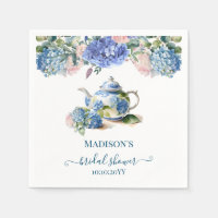 Thé de mariage aux hortensias bleus
