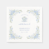 Serviette En Papier Thé de mariage floral bleu (Devant)