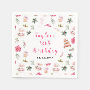 Serviette En Papier Thé de Noël Fête d'anniversaire Rose