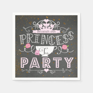 Serviette En Papier THÉ DE PRINCESSE Fête sur tableau noir