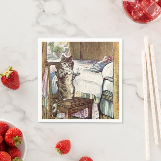 Serviette En Papier Thé de service de chat (En situation)