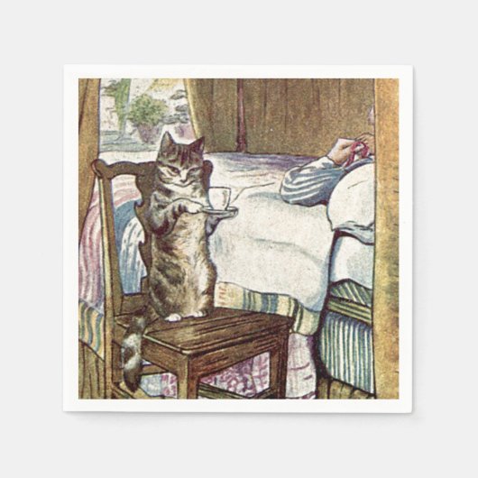 Serviette En Papier Thé de service de chat (Devant)