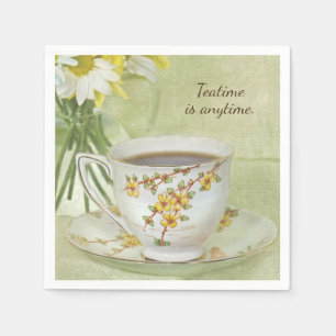 Serviette En Papier thé en tasse vintage sur soucoupe