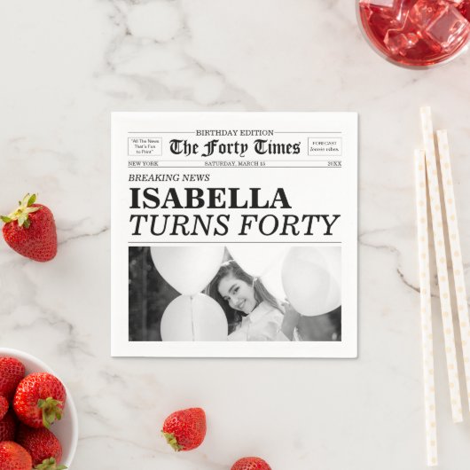 Serviette En Papier The Forty Times Newspaper 40th Birthday (En situation)