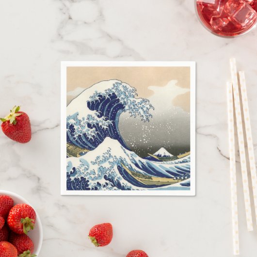 Serviette En Papier The Great Wave of Kanagawa - Katsushika Hokusai (En situation)