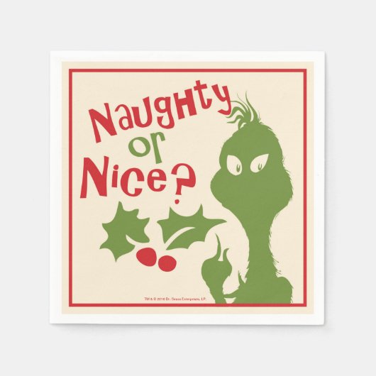 Serviette En Papier The Grinch | Naughty or Nice (Devant)