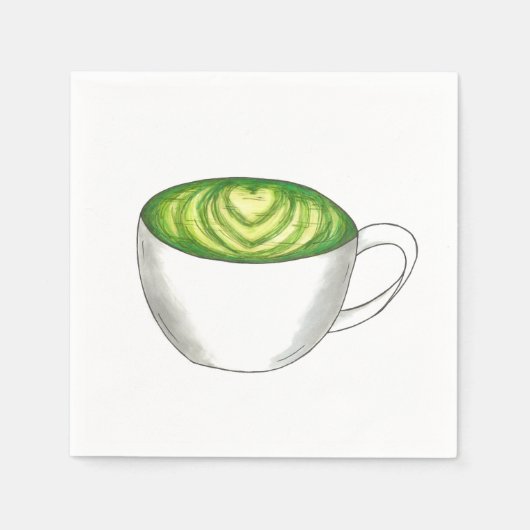 Serviette En Papier Thé japonais Matcha Green Latte Teacup Foin (Devant)