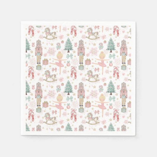 Serviette En Papier The Nutcracker Pink Christmas Ballet 1st Birthday  (Devant)