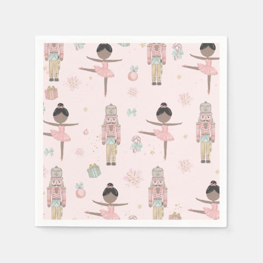 Serviette En Papier The Nutcracker Pink Christmas Ballet 1st Birthday (Devant)