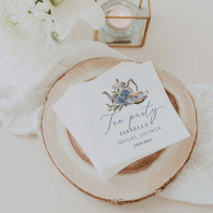 Serviette En Papier Thé Party Floral Blue Élégant Shower de Mariée