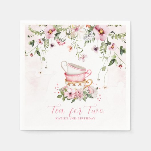 Serviette En Papier Thé pour deux serviettes d'anniversaire | Fête du (Devant)