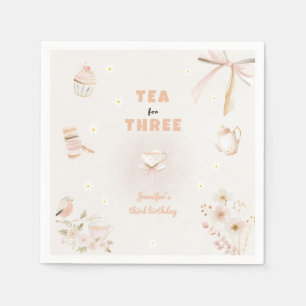 Serviette En Papier Thé pour trois fête d'anniversaire pour filles