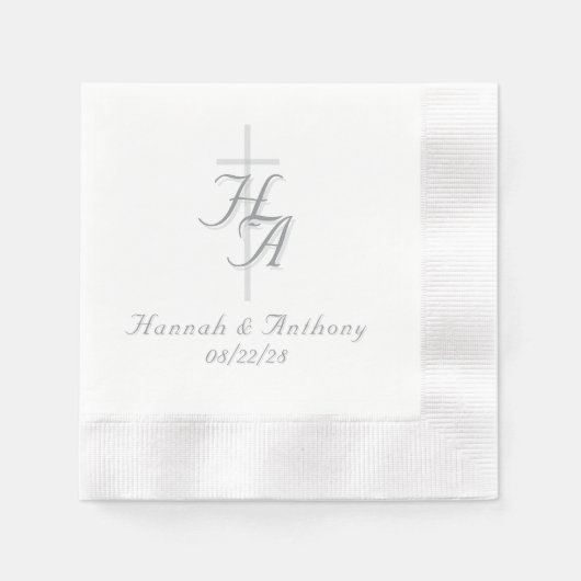 Serviette En Papier The Refined Catholic Silver & White Wedding (Devant)