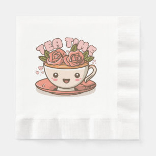 Serviette En Papier Thé Temps de Rose Thé Kawaii