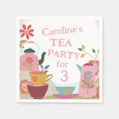 Serviette En Papier Thé Whimsical Pour Trois Filles Anniversaire (Devant)