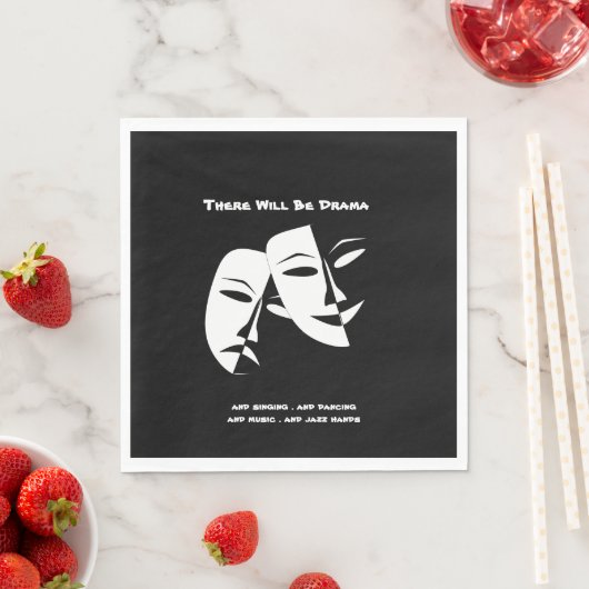 Serviette En Papier Théâtre Masque Comédie Tragédie Black White Drame (En situation)