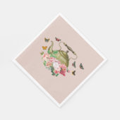 Serviette En Papier Théière Fête Rose Fleurs et Papillons (Coin)